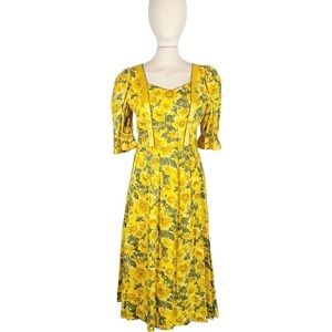 Vintage Isola Sunflower Midi Dress Size 38